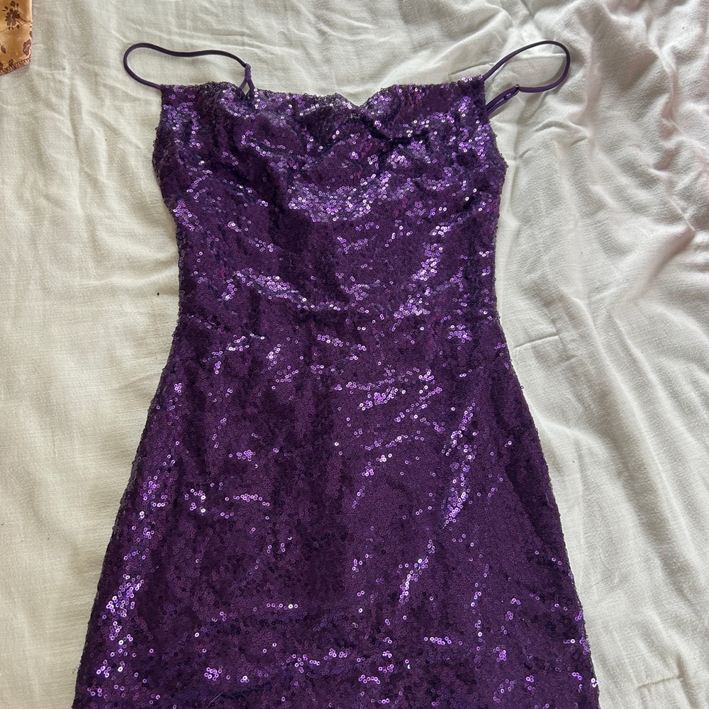 lucy in the sky purple glitter dress